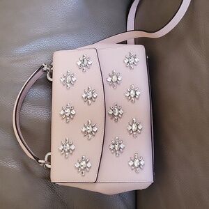 Nwot Michael Kors Ava Floral Jewel Saffiano Satchel